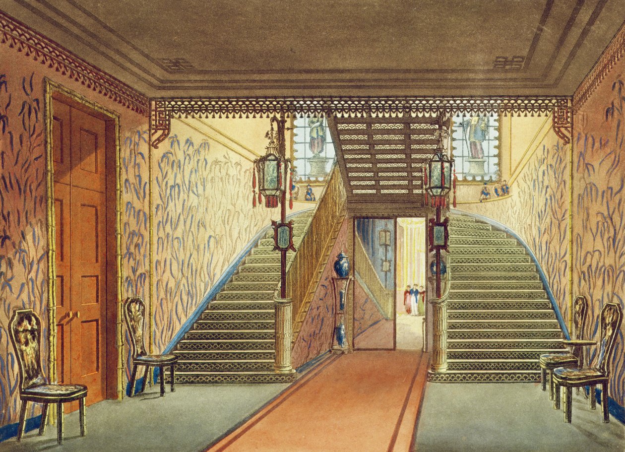The Merdiven, Views of the Royal Pavilion, Brighton, John Nash, 1826 (baskı) by John Nash