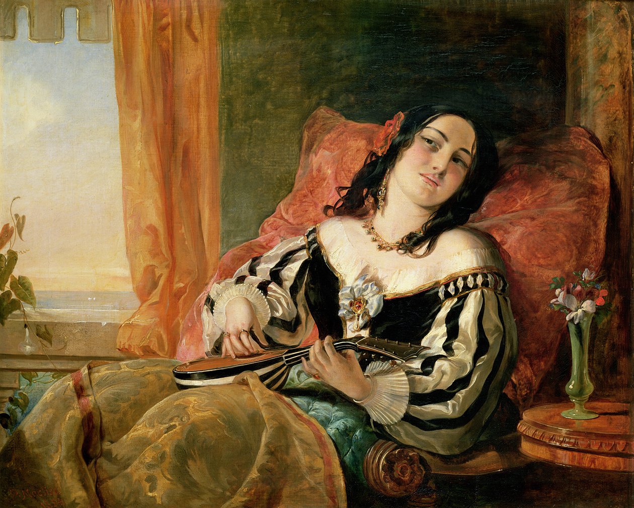 Mandolin Çalan Kadın, 1854 by John Phillip