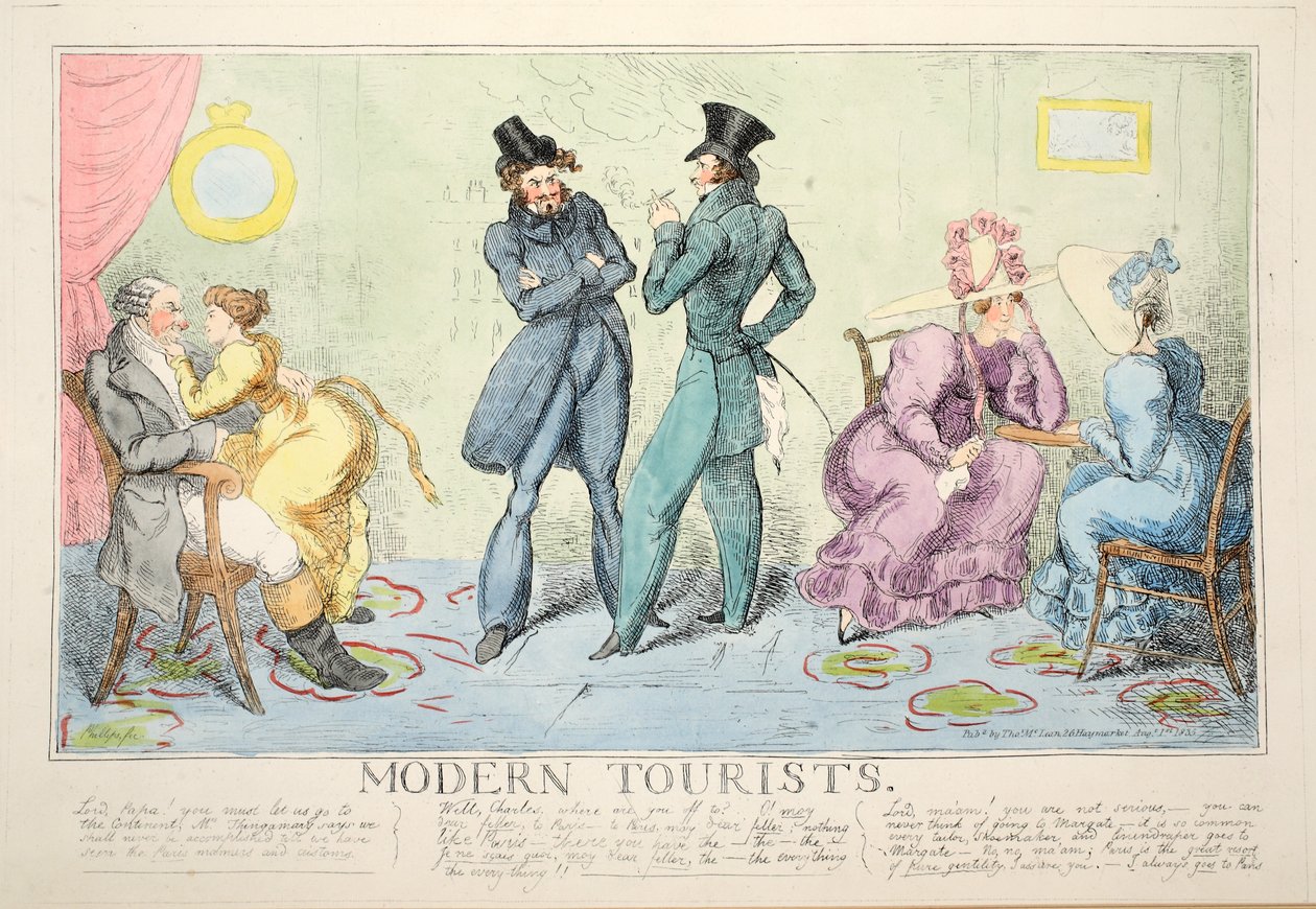 Modern Turistler, pub. 1835 (el renkli gravür) by John Phillips