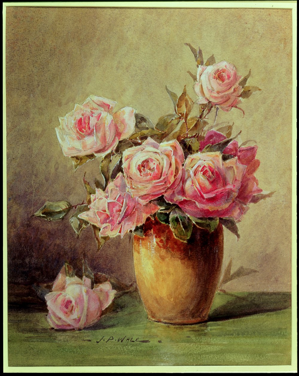 Sarı Vazoda Pembe Güller by John Porter Wale