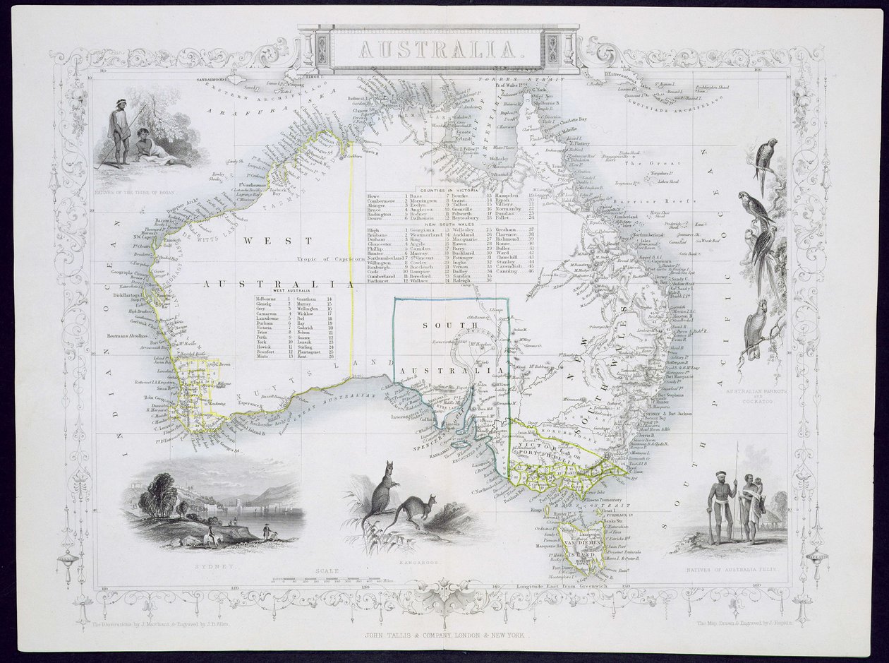 Avustralya, John Tallis und Co., Londra ve New York, 1850