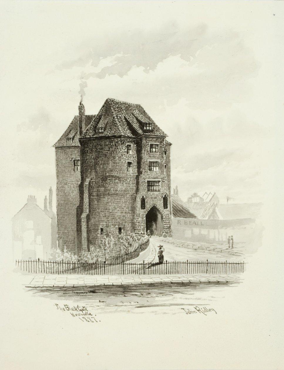 The Black Gate, Newcastle (kağıt üzerinde wc (yıkama) by John Ridley