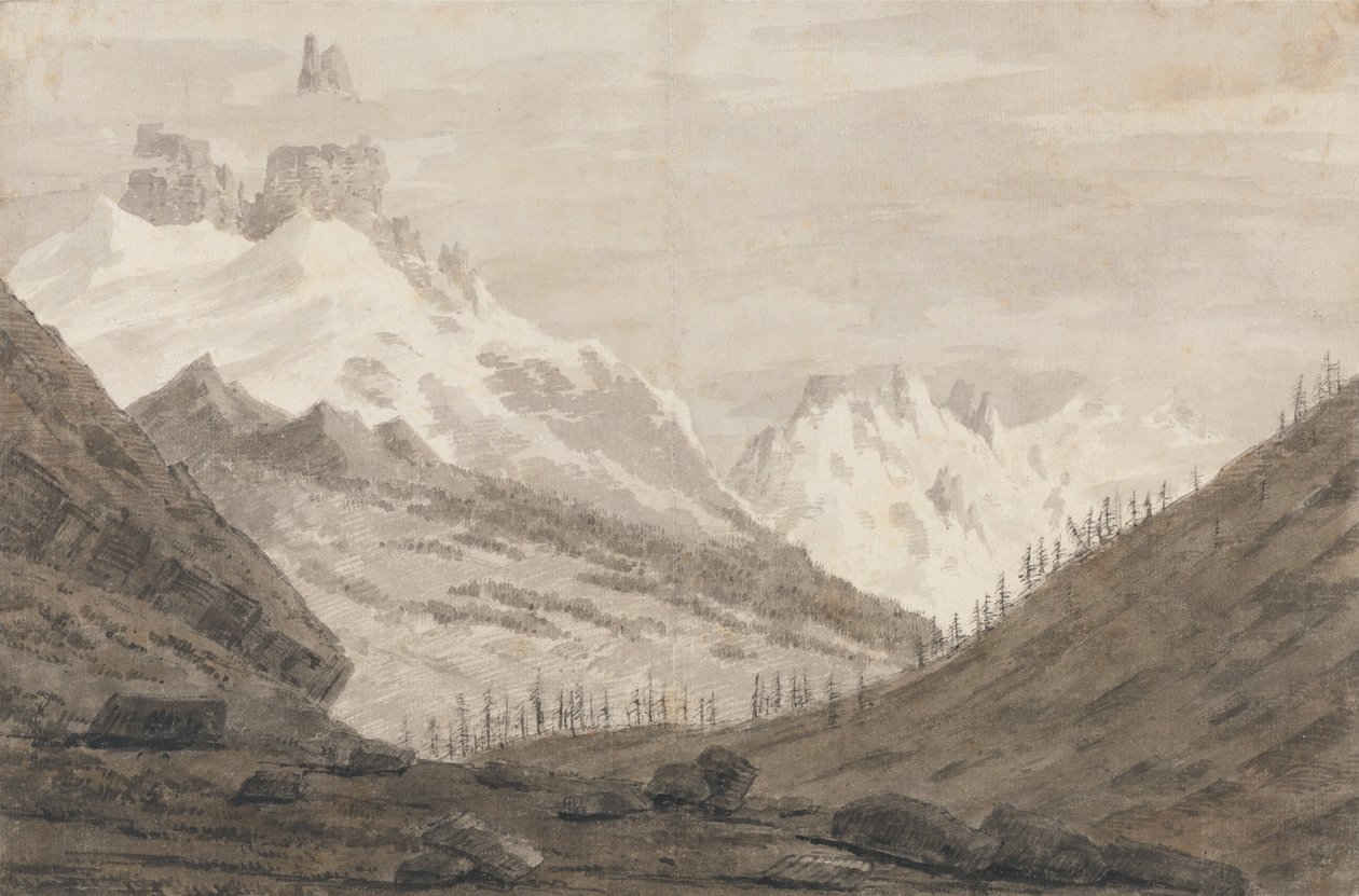 Chamonix ve Martigny Arasında by John Robert Cozens