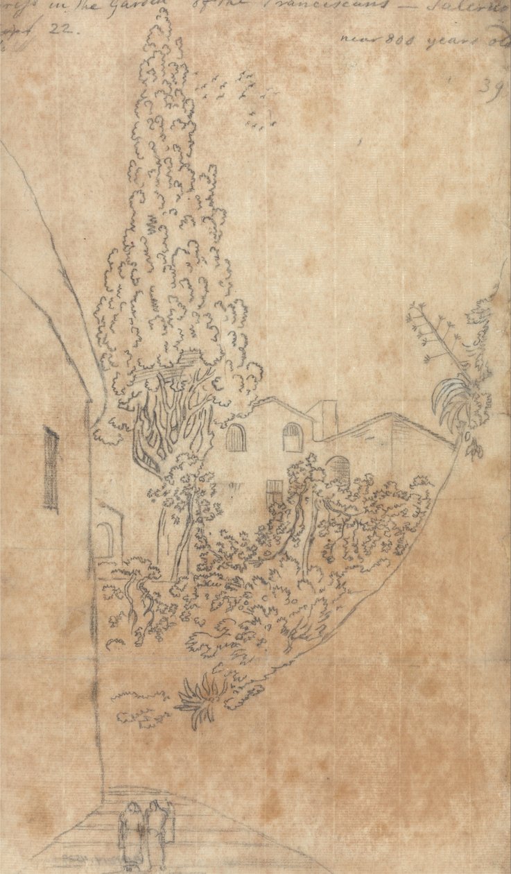 Salerno Fransiskenlerin Bahçesinde Selvi by John Robert Cozens