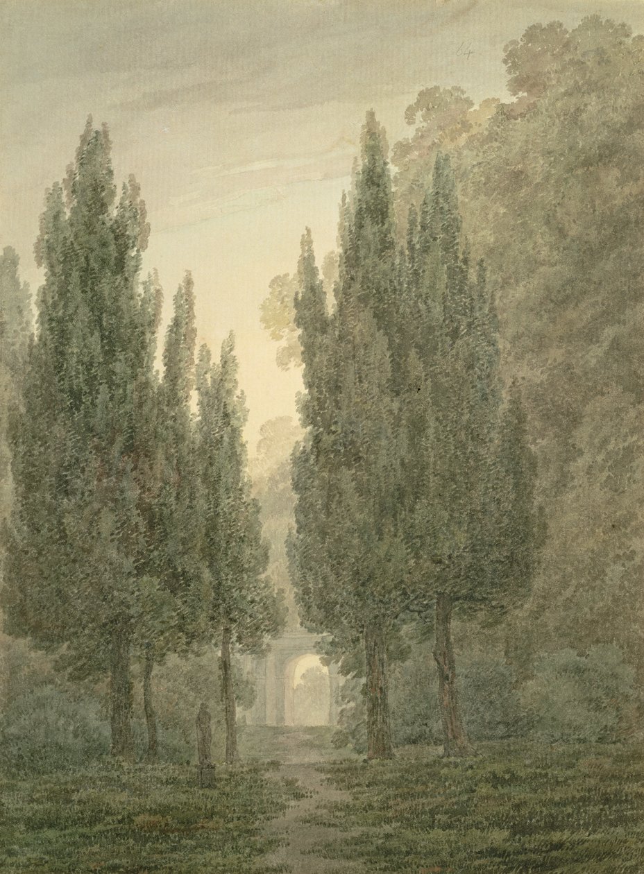 Villa Pamphili Bahçelerinde (kağıt üzerine kurşun kalem üzerine wc) by John Robert Cozens