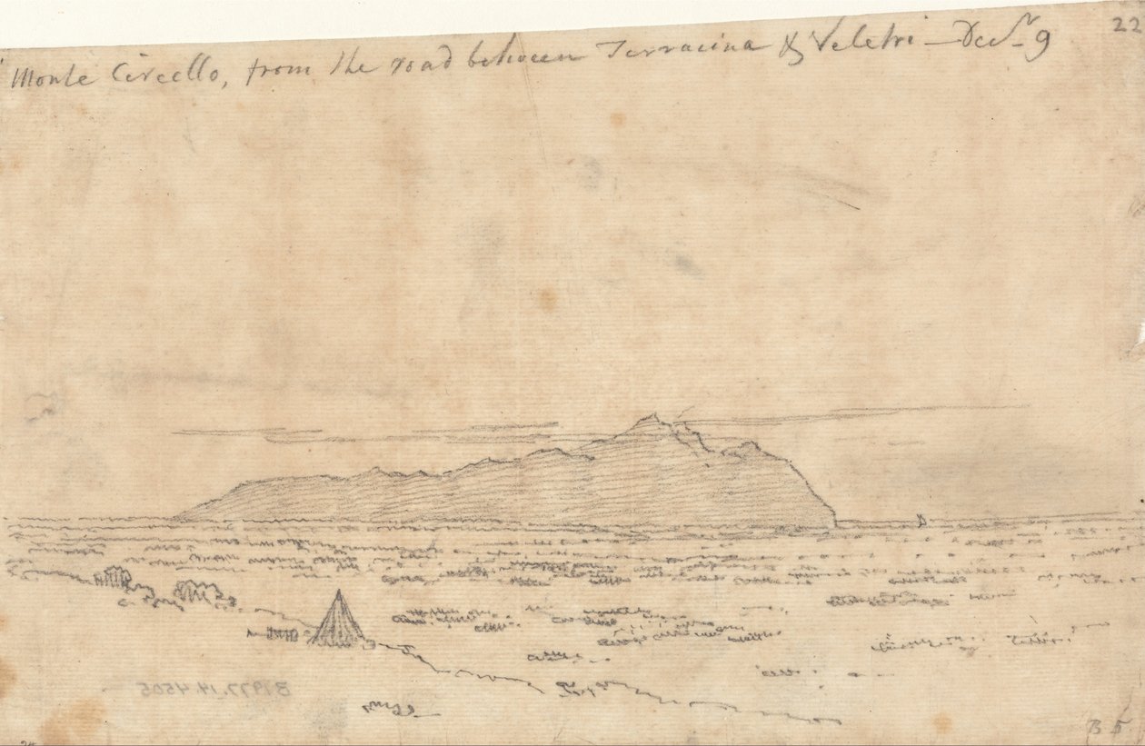 Terracina ve Velletri arasındaki yoldan Monte Circeo by John Robert Cozens