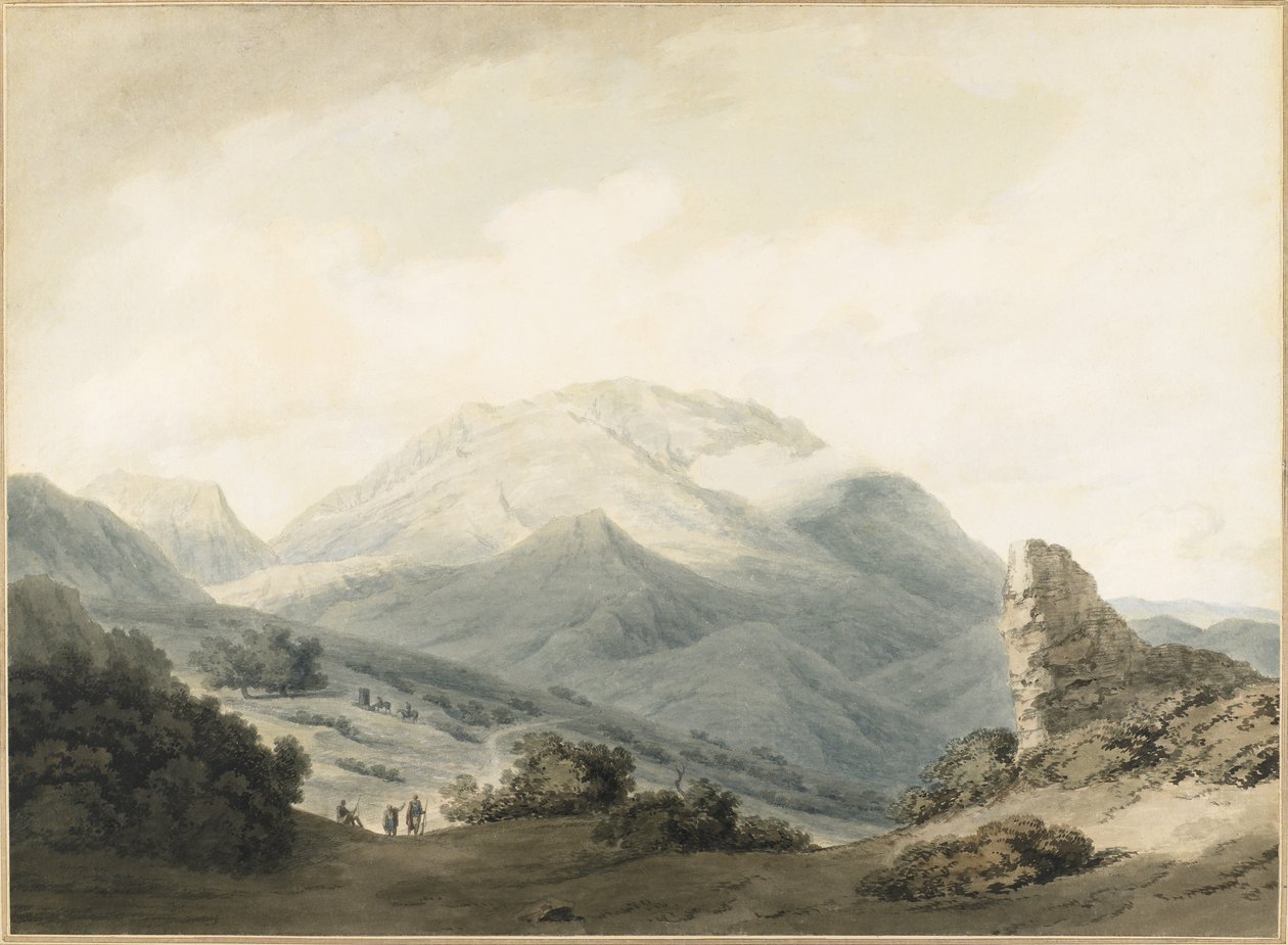Livadia ve Delphi Arasındaki Yoldan Parnassus Dağı, c.1790 by John Robert Cozens