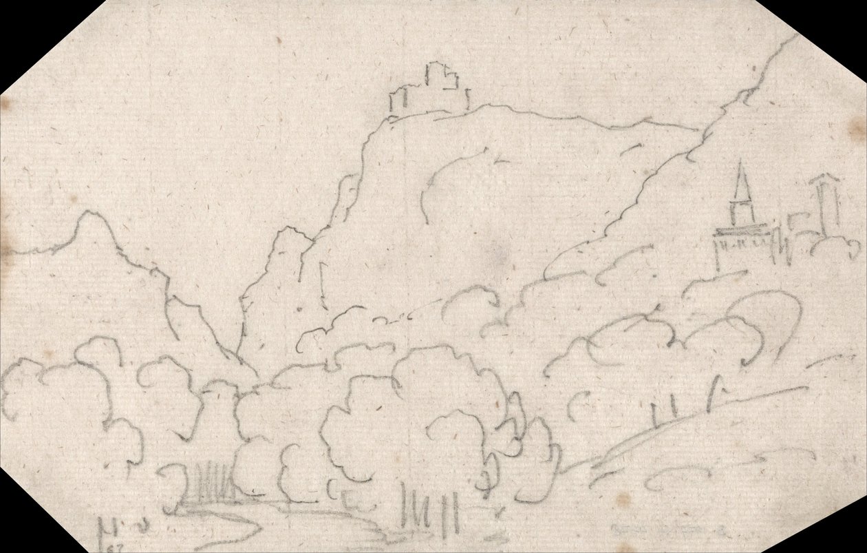 Binalar ile Dağ Manzaralı by John Robert Cozens
