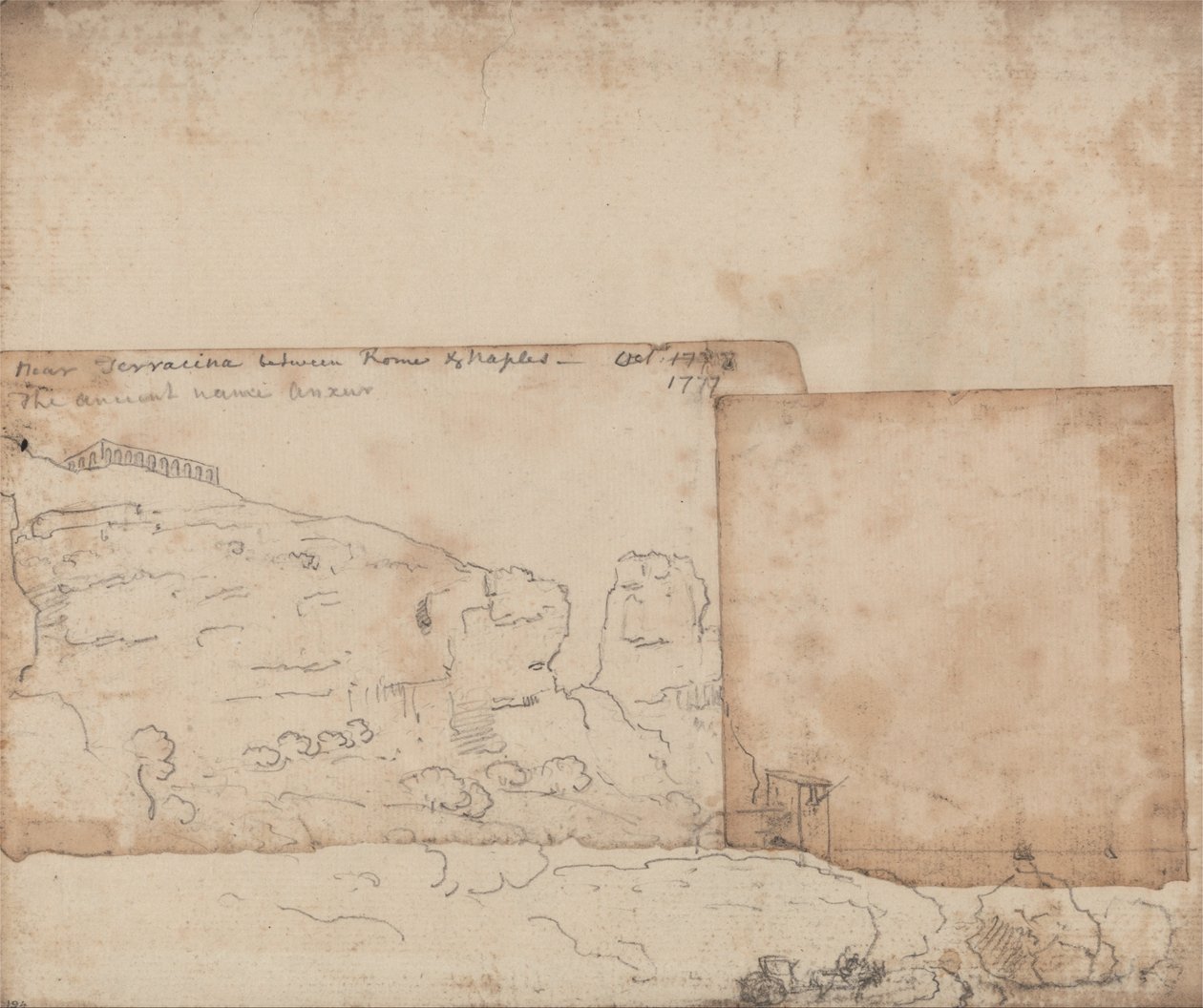 Roma ve Napoli arasında Terracina yakınlarında, Ekim 1777 by John Robert Cozens