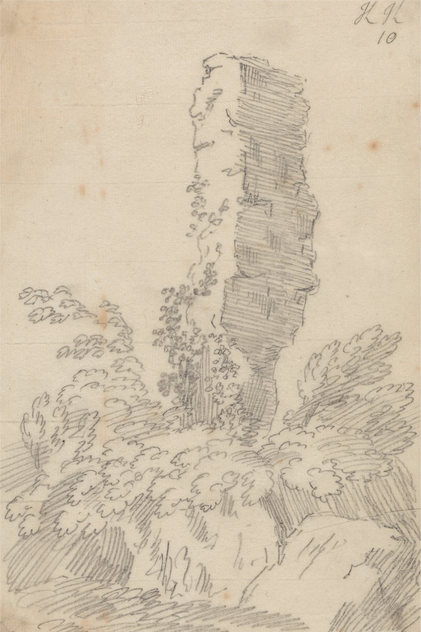 Dik Kaya ve Ağaçlar by John Robert Cozens