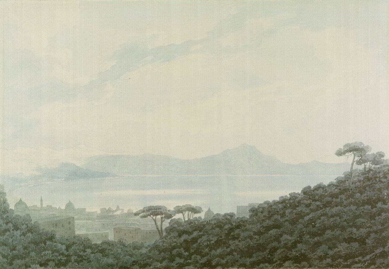 Napoli Körfezi, Capodimonte, İtalya, c.1790 (kağıt üzerinde kurşun kalem üzerinde wc) by John Robert Cozens