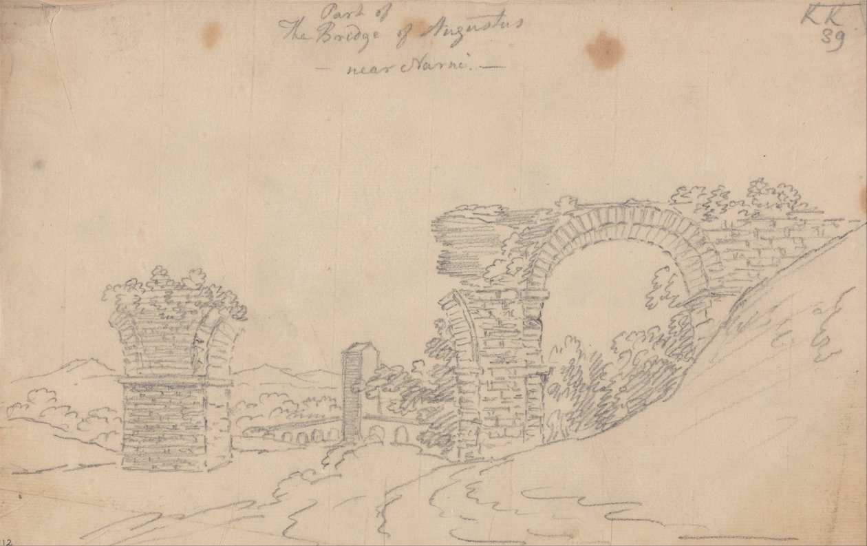 Narni yakınlarındaki Augustus Köprüsü by John Robert Cozens