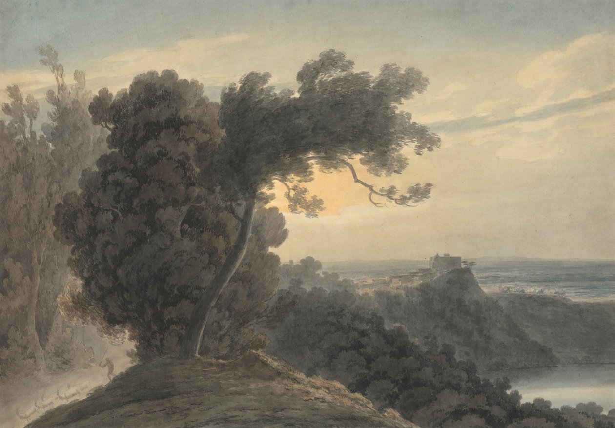 Albano Gölü ve Castel Gandolfo by John Robert Cozens