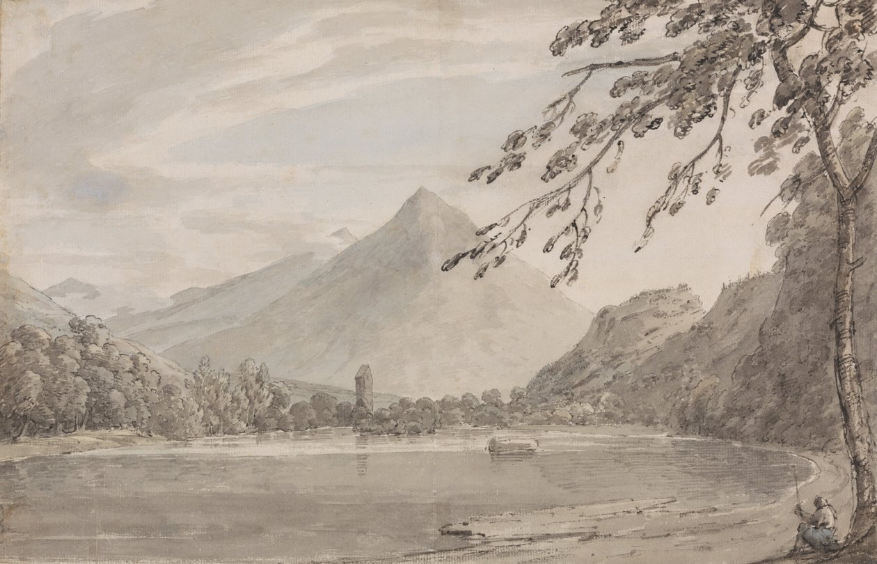 Unterseen ve Brientz Gölü arasındaki Aare üzerinde by John Robert Cozens