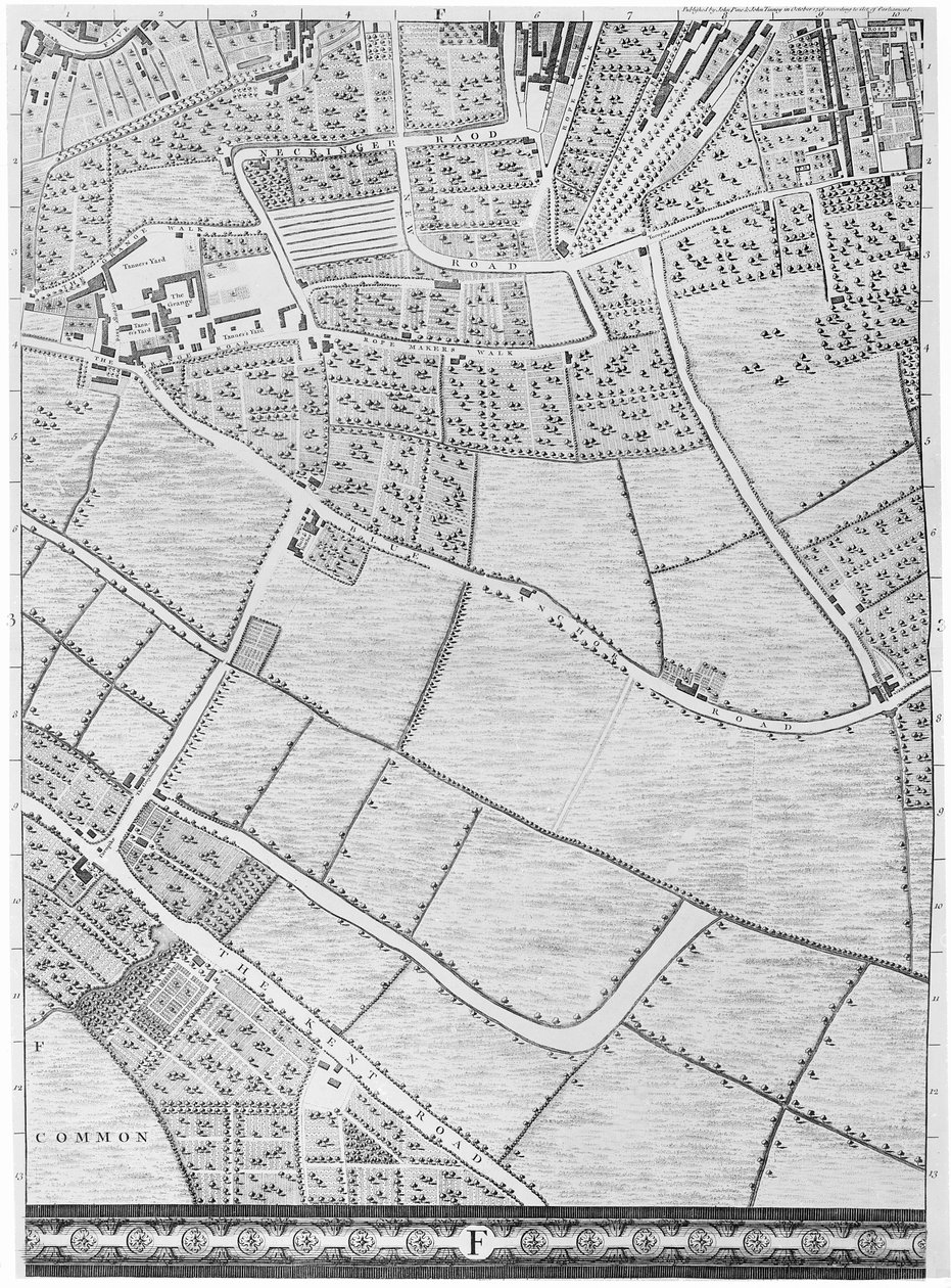 Bermondsey Haritası, Londra, 1746 by John Rocque