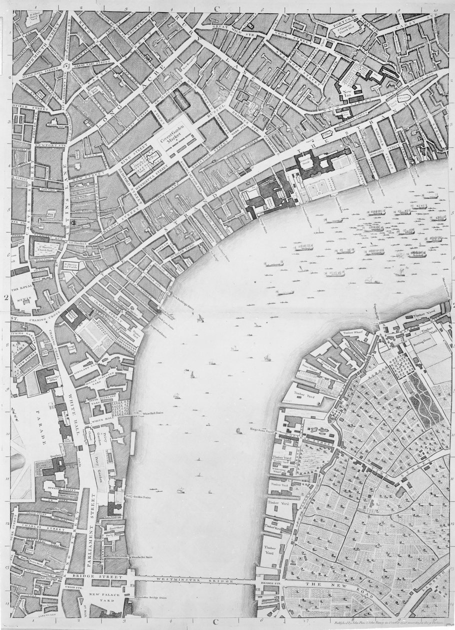 Covent Garden ve Westminster Haritası, Londra, 1746 by John Rocque