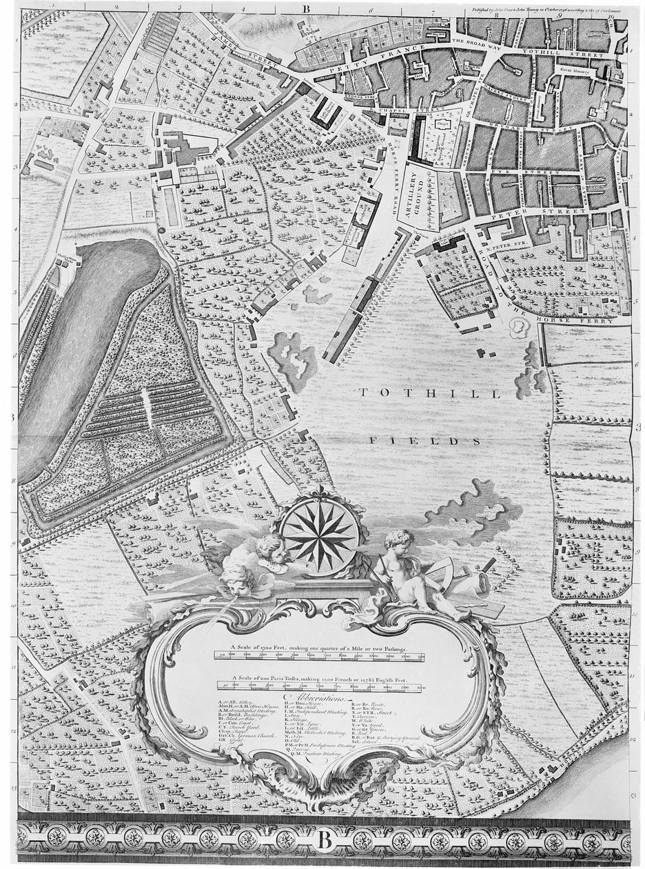 Tothhill Fields Haritası, Londra, 1746 by John Rocque