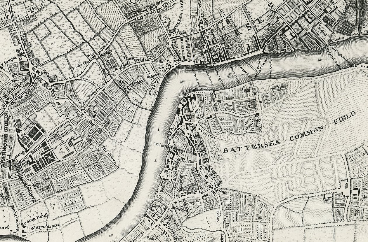 Battersea & Chelsea Haritası, 1748 by John Rocque
