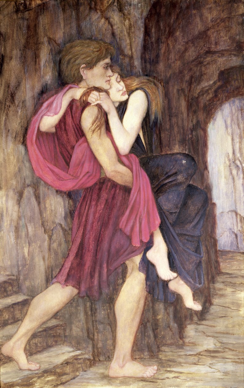 Bir Mağarada İki Figür by John Roddam Spencer Stanhope