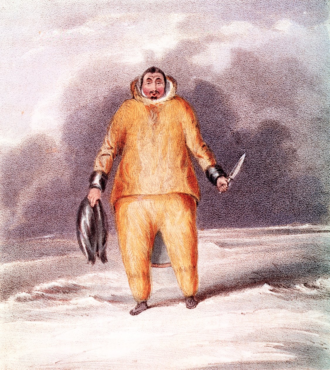 John Brandard (1812-63) tarafından kazınmış bir eskimo olan Kunana, Graf ve Sorel tarafından basılmıştır. by John Ross