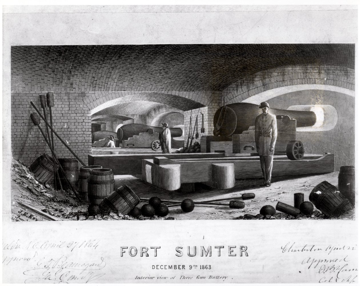 Fort Sumter, Üç Silahlı Pilin İç Görünümü, Aralık 1863 by John Ross Key