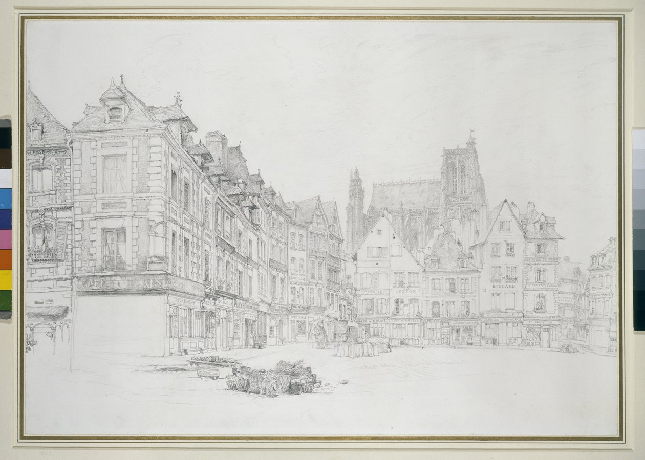 Study for Detail of the Market-Place, Abbeville, September - October 1868 graphite on off-white paper by John Ruskin