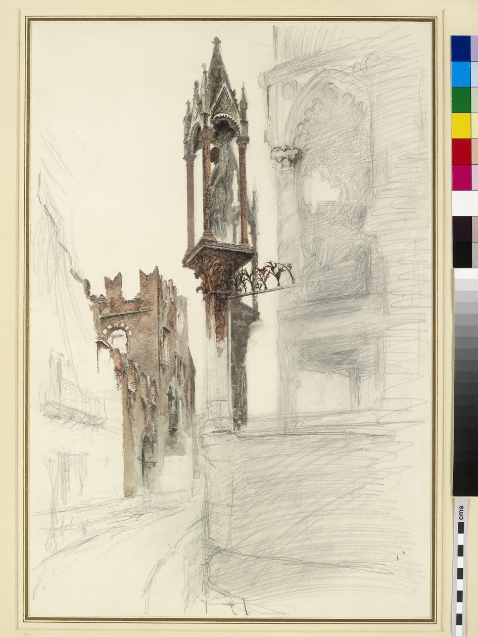 Cansignorio Mezarı (d.1375), Santa Maria Antica, Verona (kağıt üzerinde kalem ve tuvalet) by John Ruskin
