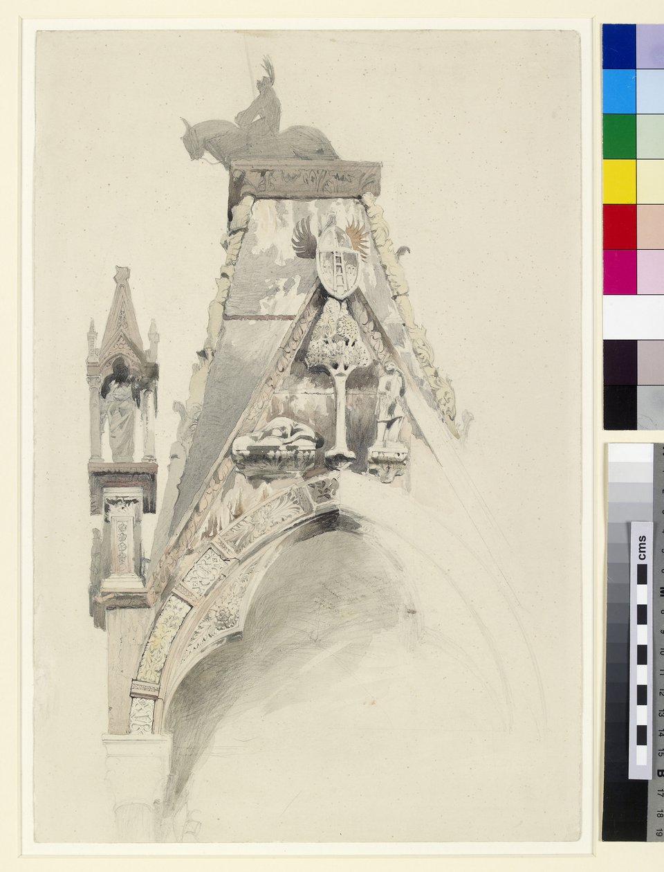 Mastino II Mezarı, Santa Maria Antica, Verona, 19. yüzyıl (kağıt üzerinde kalem ve tuvalet) by John Ruskin