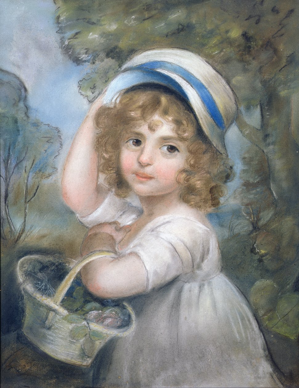 Çiçek Sepeti Olan Kız (pastel) by John Russell