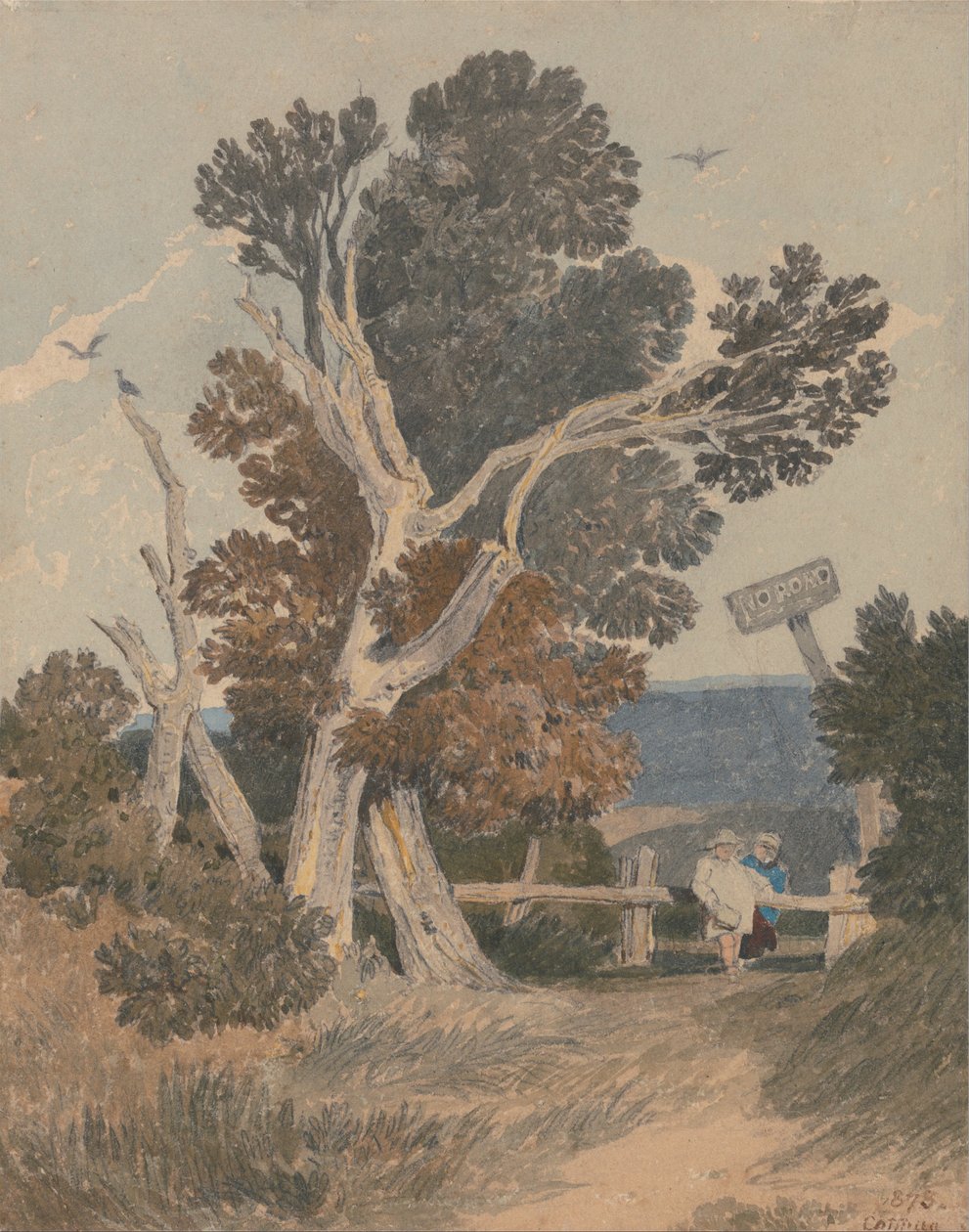Bir Çitin Yanında Bir Grup Ağaç by John Sell Cotman