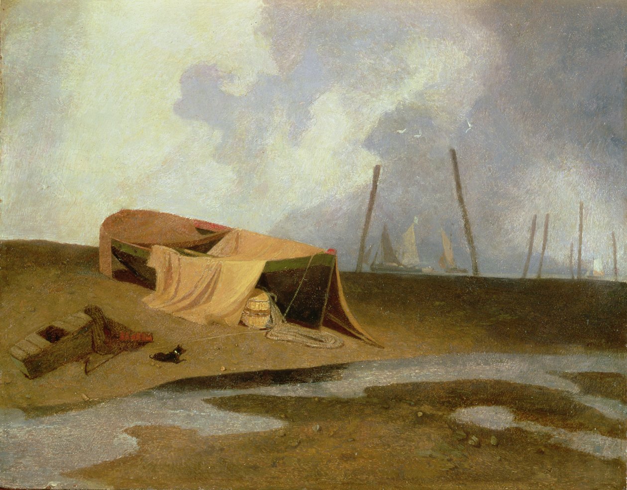 Greater Yarmouth Sahilinde Tekneler by John Sell Cotman