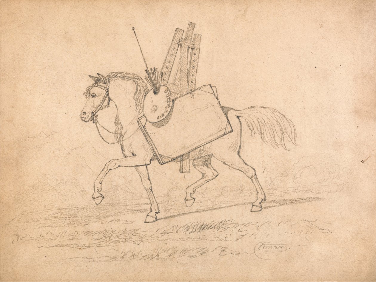 Sanatçının Gereçleriyle Dolu At by John Sell Cotman