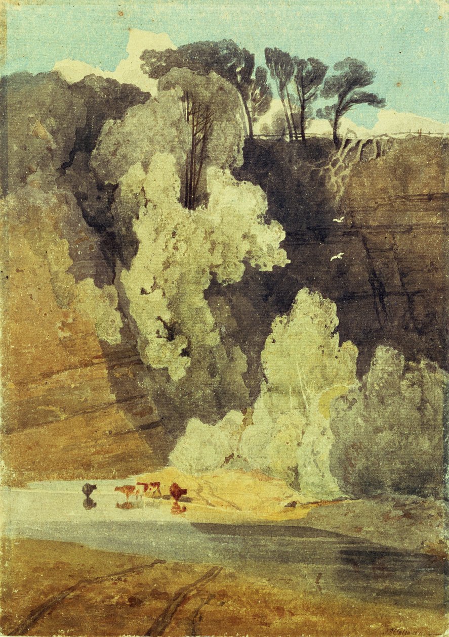Greta Nehri üzerinde, Yorkshire (kağıt üzerinde tuvalet ve kalem) by John Sell Cotman