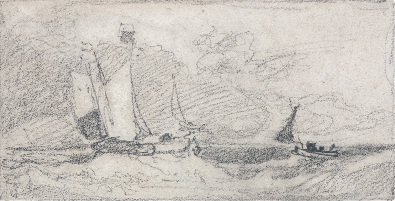 Dalgalı Denizde Yelkenli Wherry ve Tekneler by John Sell Cotman