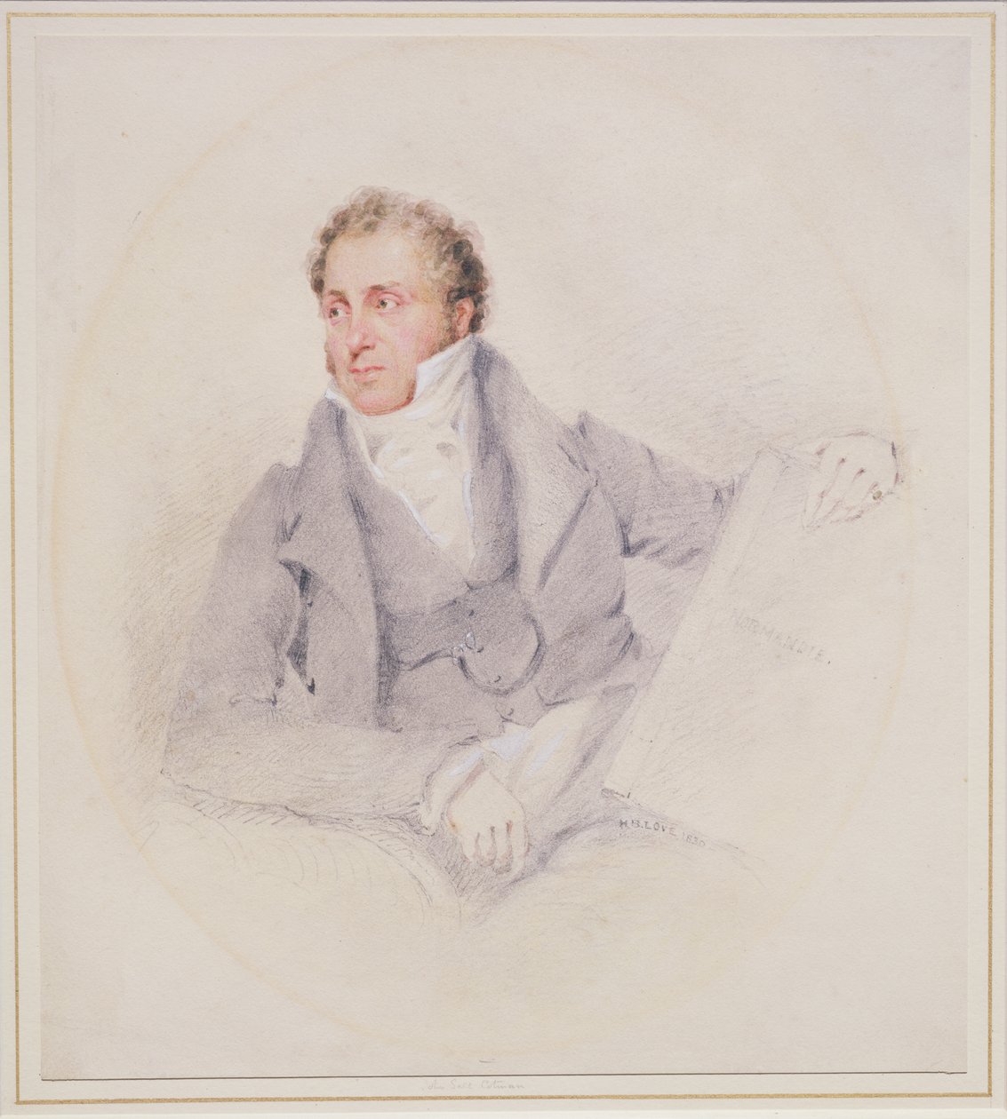 'Normandie' kitabını tutan Otoportre (kağıt üzerinde kalem ve tuvalet) by John Sell Cotman