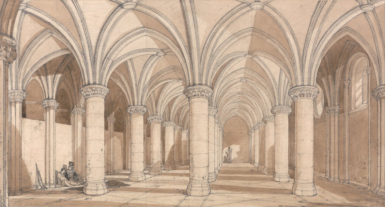 Baronlar Salonu, Mont Saint Michel by John Sell Cotman