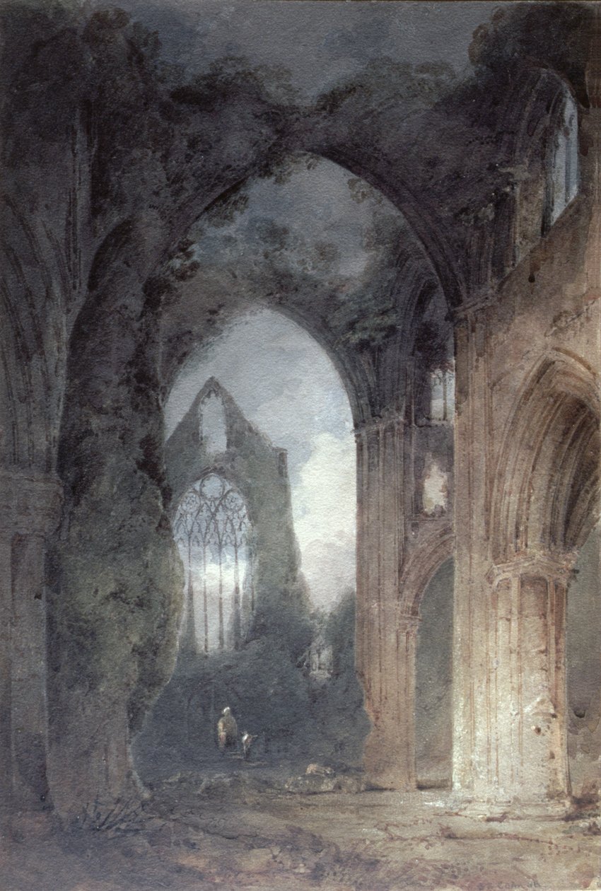 Tintern Abbey by Moonlight (kağıt üzerinde kalem ve kahverengi mürekkep ve wc) by John Sell Cotman
