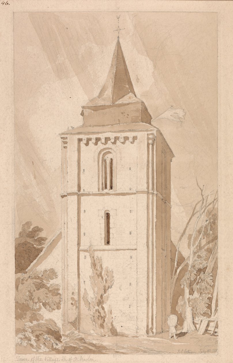Saint Maclou Köy Kilisesi Kulesi, Normandiya by John Sell Cotman