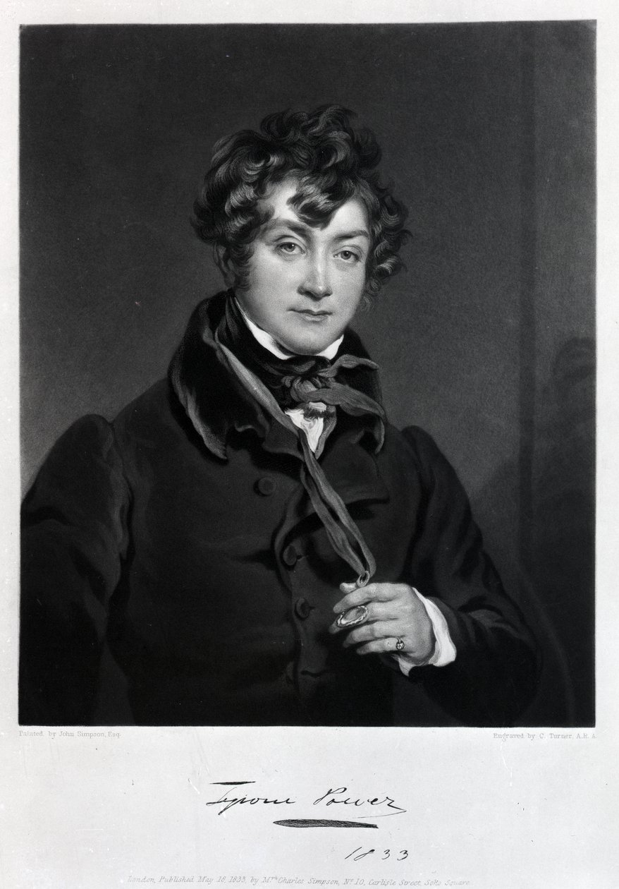 Tyrone Power, James Sands tarafından kazınmış, c.1833 by John Simpson