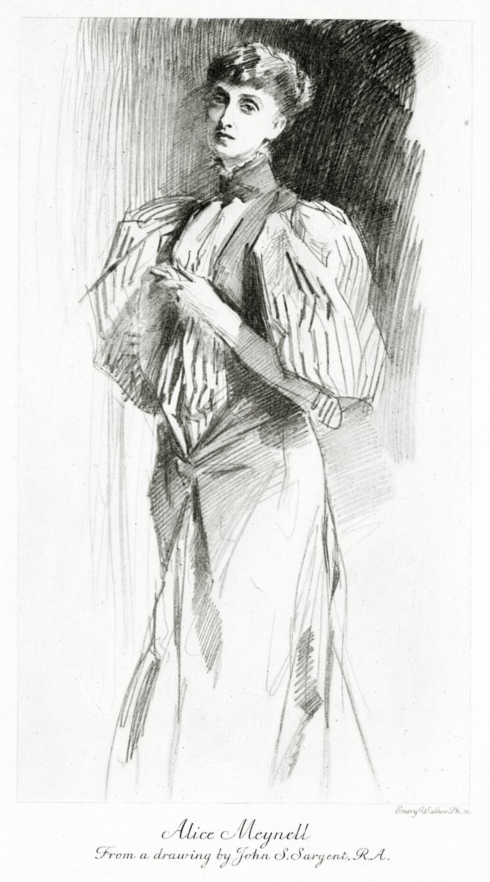 Alice Meynell, Emery Walker tarafından gravür, c.1913 by John Singer Sargent