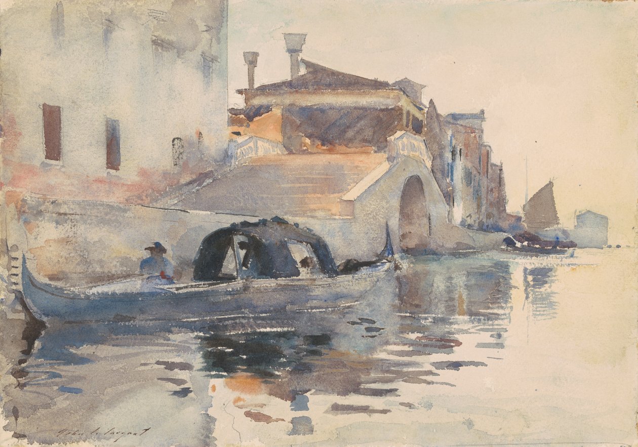 Kanal Sahnesi, Ponte Panada, Fondamenta Nuove, Venedik, c.1880-82 (kağıt üzerinde kalem üzerinde wc) by John Singer Sargent