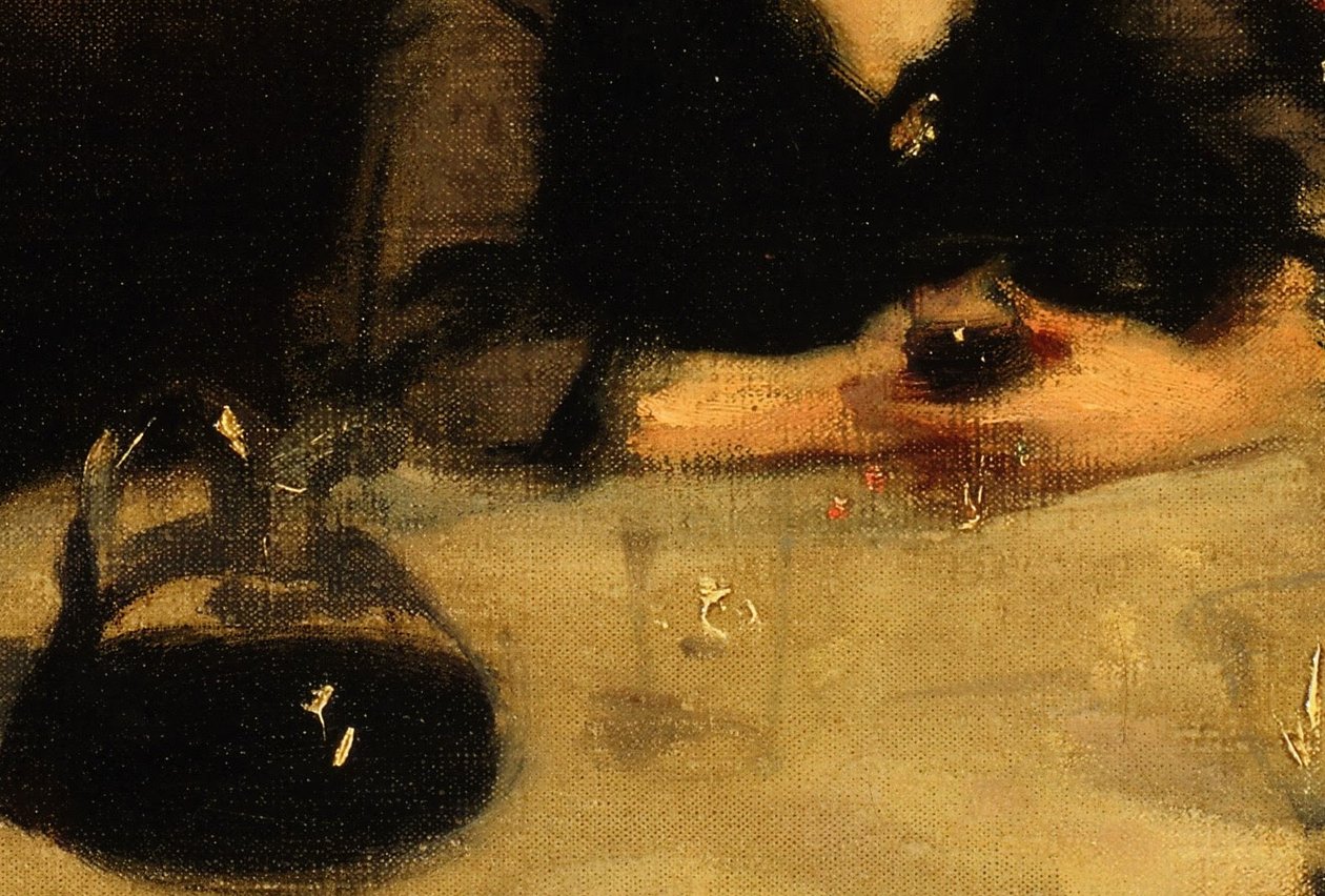 Le Verre de porto: detail of the port  by John Singer Sargent