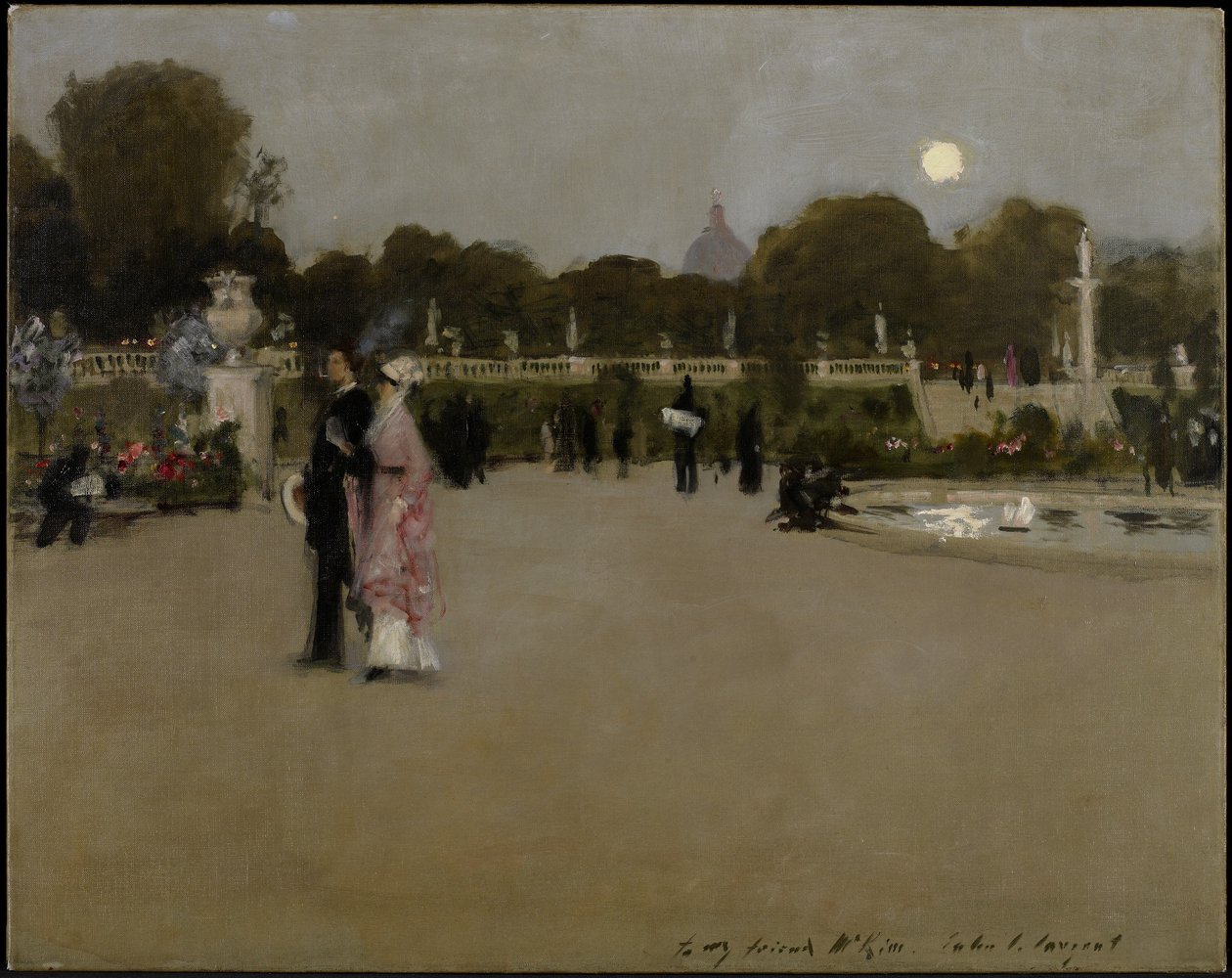 Alacakaranlıkta Lüksemburg Bahçeleri, 1879 by John Singer Sargent