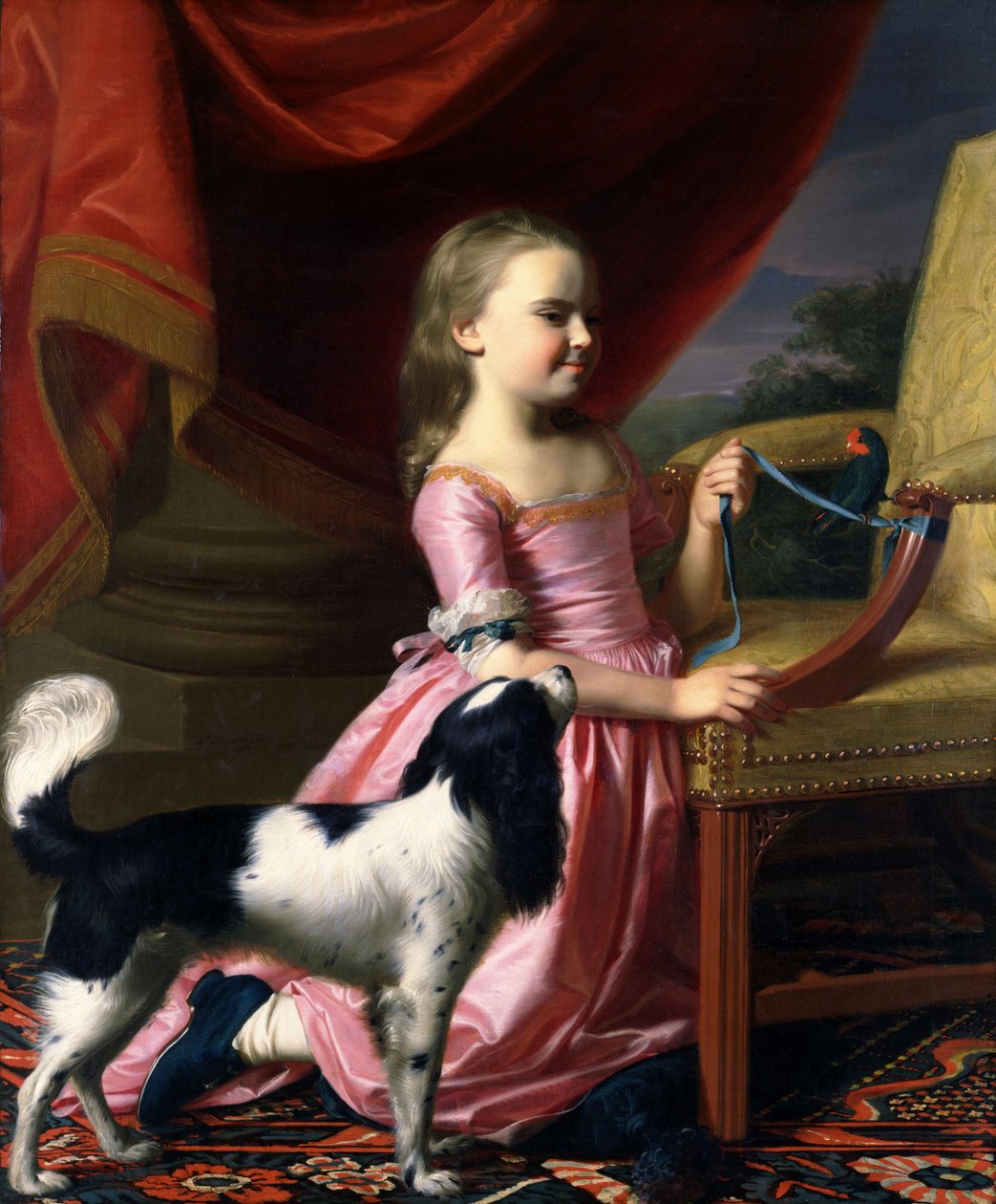Kuşlu ve Köpekli Genç Bayan by John Singleton Copley