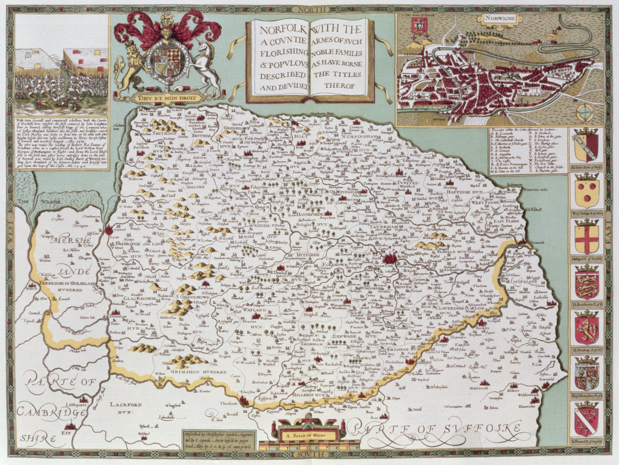 Norfolk, Jodocus Hondius (1563-1612) tarafından John Speed