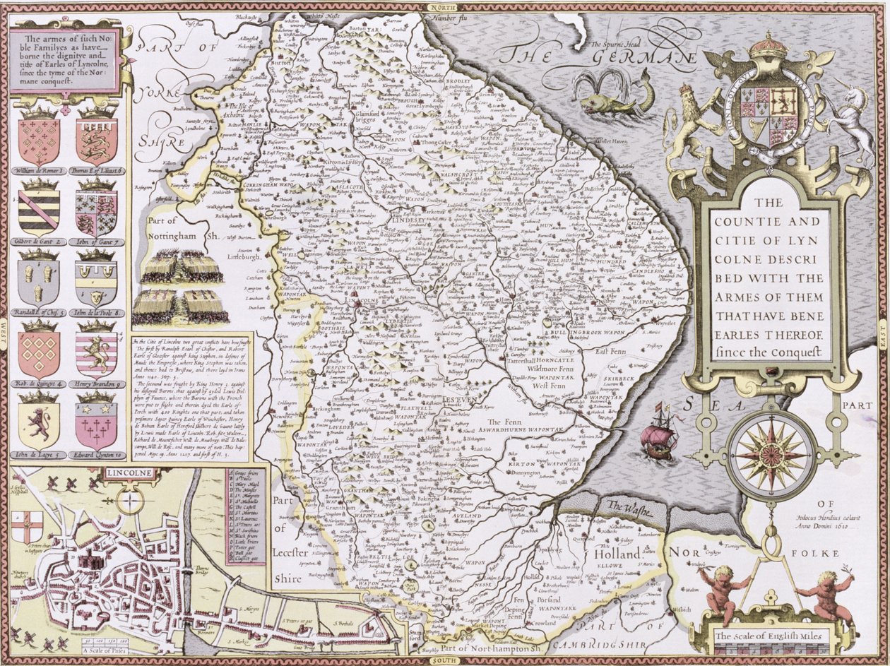 The Countie and Citie of Lyncolne, engraved by Jodocus Hondius (1563-1612) from John Speed