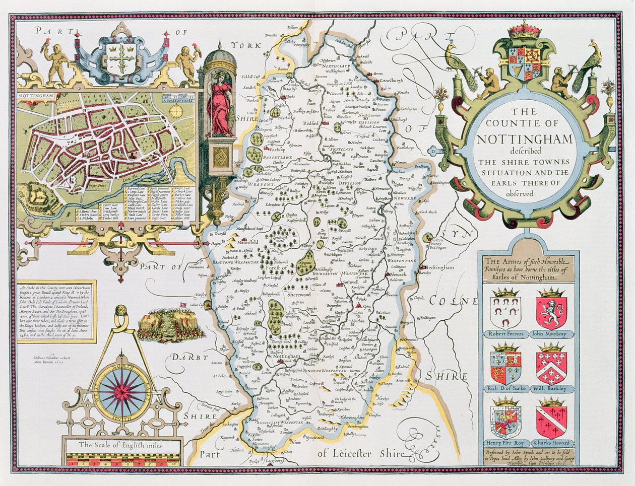 The Countie of Nottingham, engraved by Jodocus Hondius (1563-1612) from John Speed