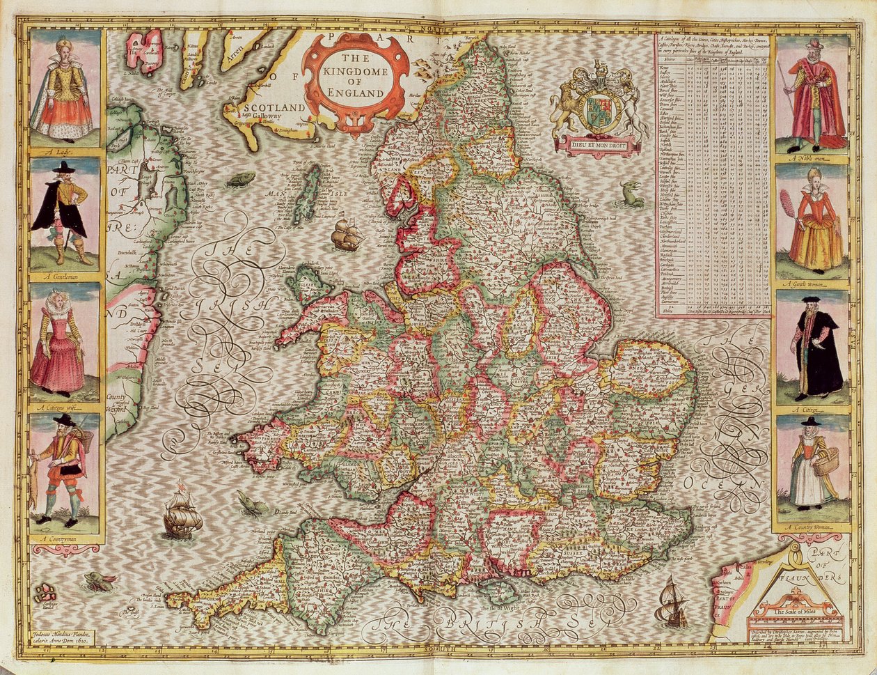 The Kingdome of England, engraved by Jodocus Hondius (1563-1612) from John Speed