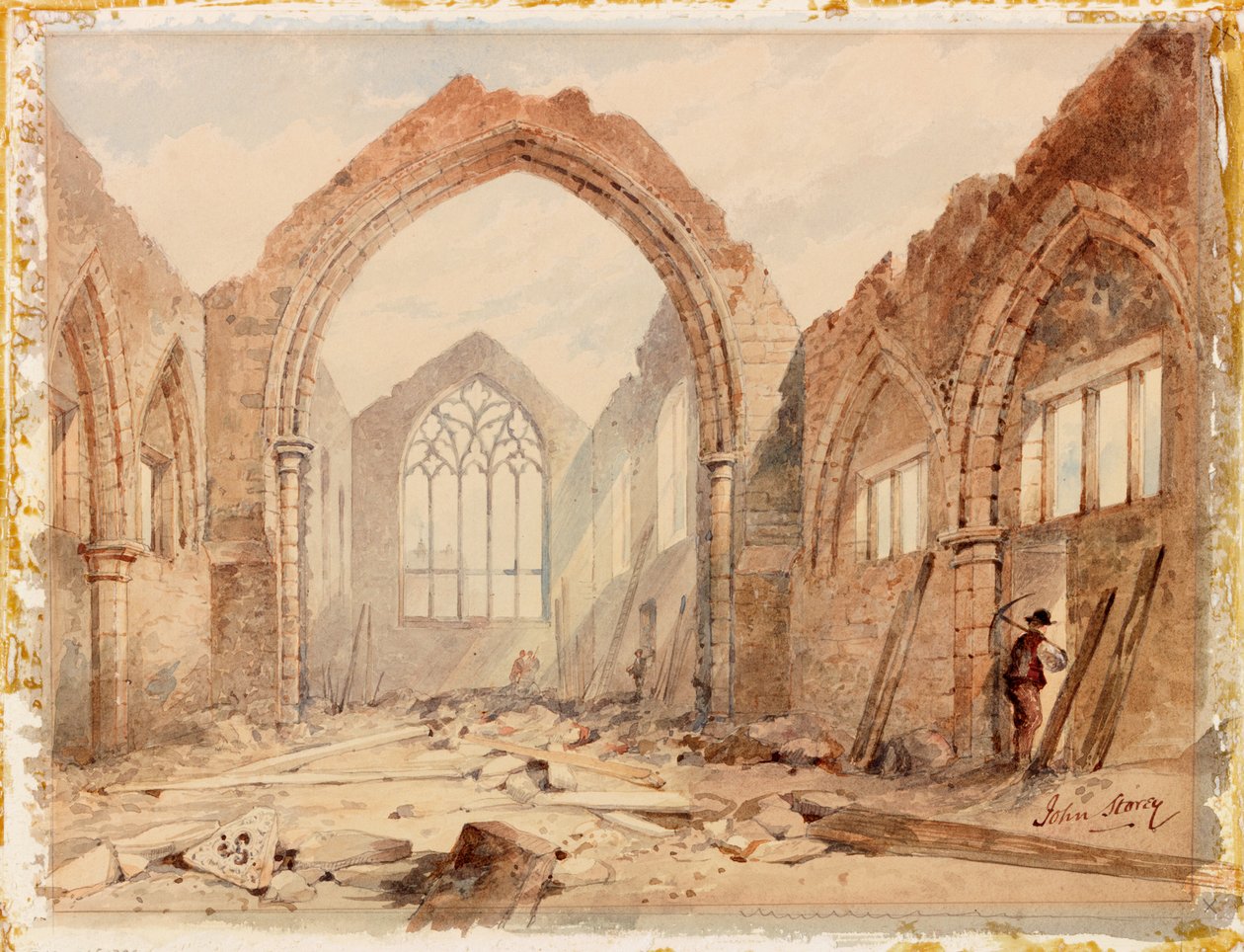 Aziz Mary Şapeli, Westgate Yolu, 1881 (kağıt üzerinde mürekkep, kurşun kalem ve tuvalet) by John Storey