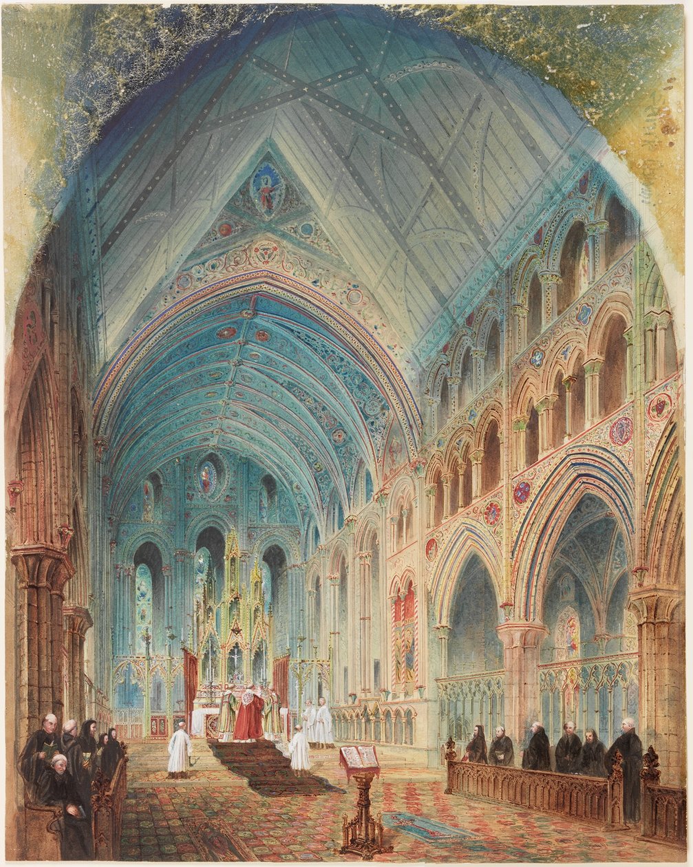Tynemouth Manastırı, İç Mekan - Konjektürel Restorasyon (gövde rengi, kalem ve kağıt üzerinde wc) by John Storey